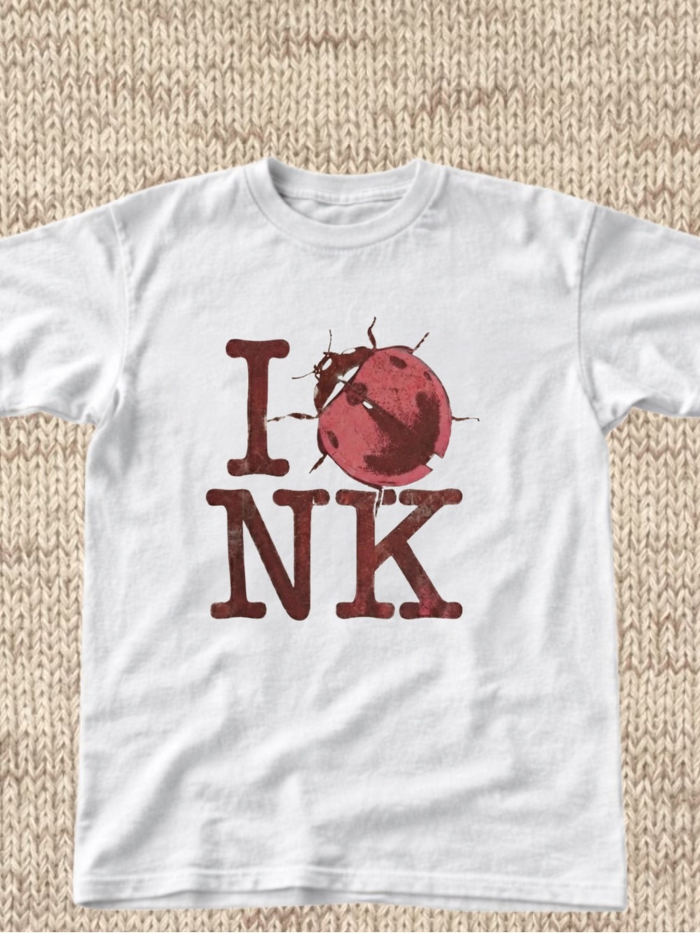 Gildan White Tee with Red Ladybug Ink Graphic